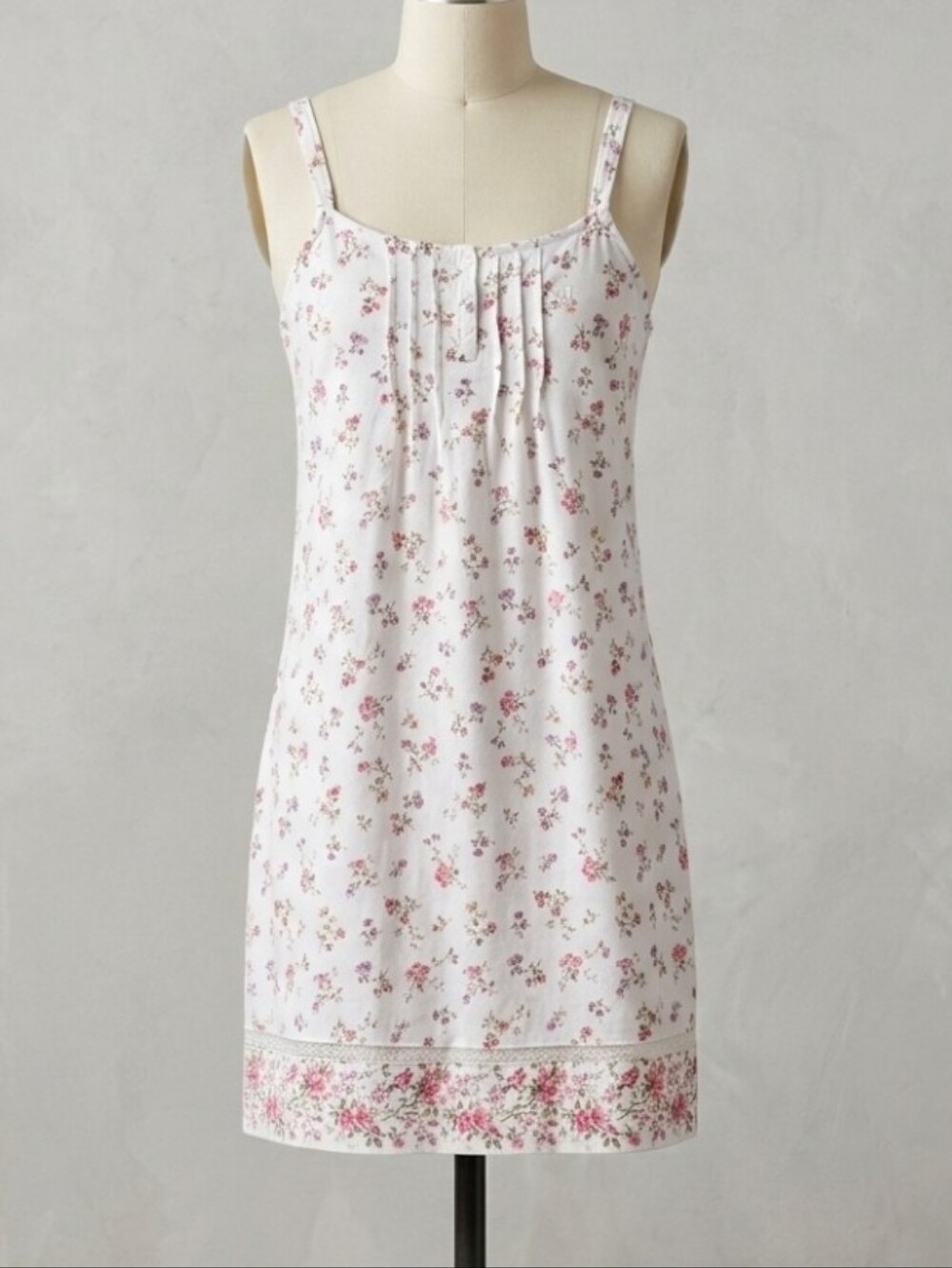 Lauren Ralph Lauren Floral Cotton Chemise Nightgown Lace Trim XS Sleepwear Gown